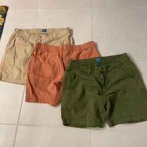 Jag Jeans Women’s Flat-Front Shorts — Olive, Rust, and Tan